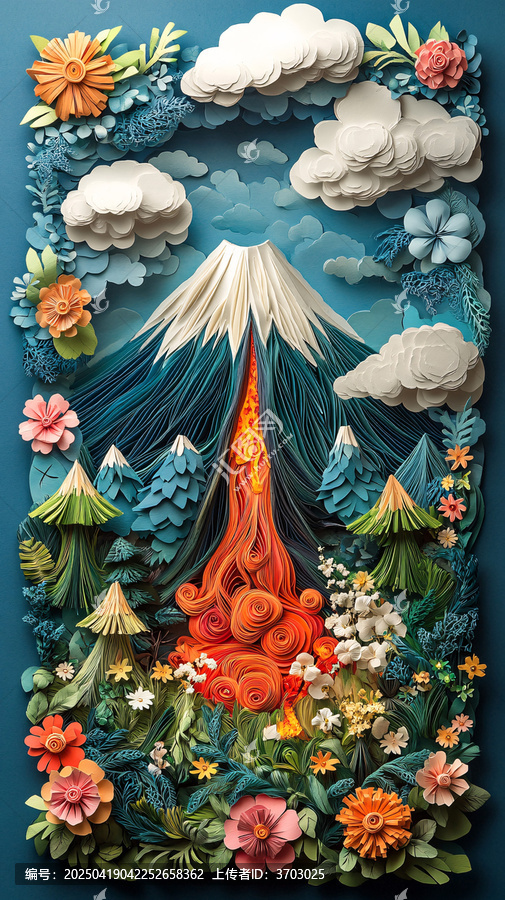紙藝森林火山海報(bào)