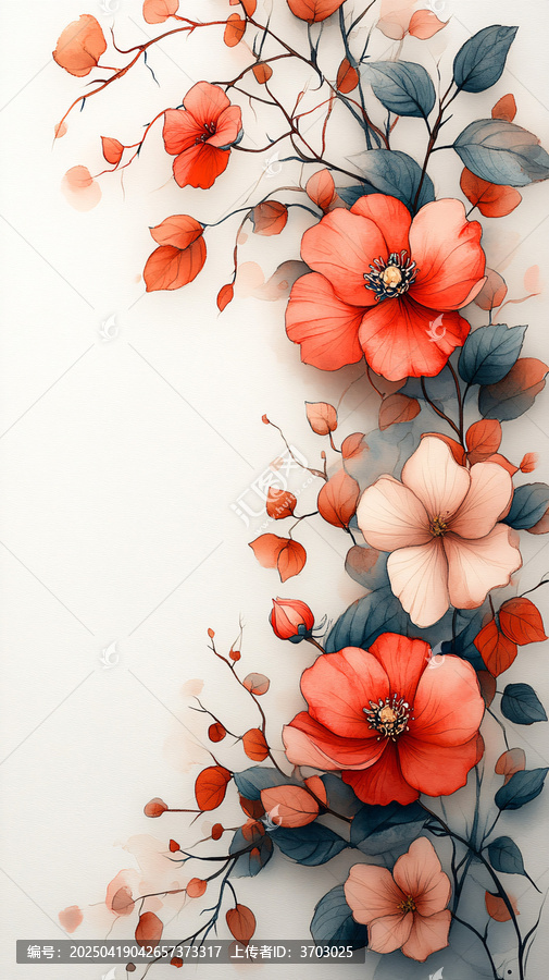 花水彩邊框