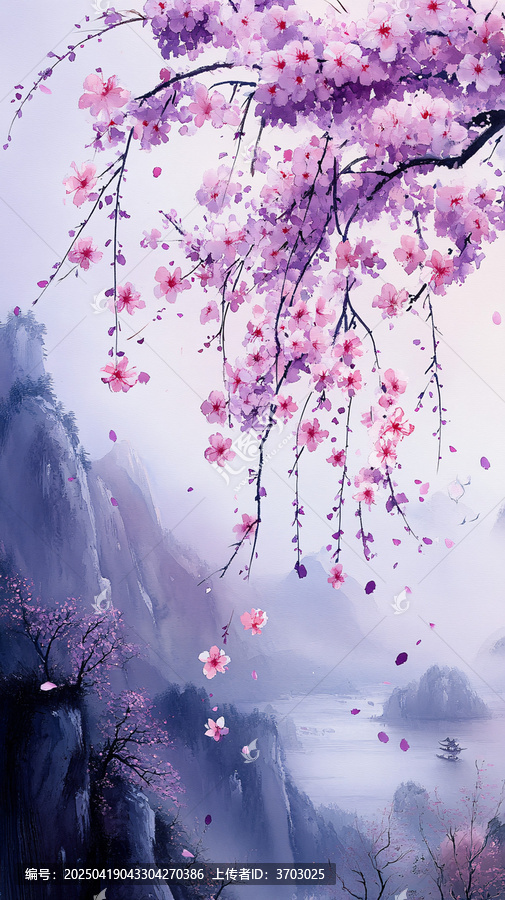 紫藤垂柳圖