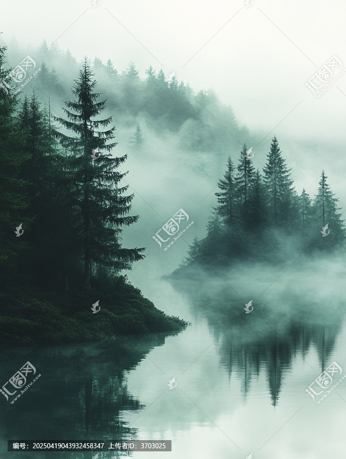 灰綠漸變樹林