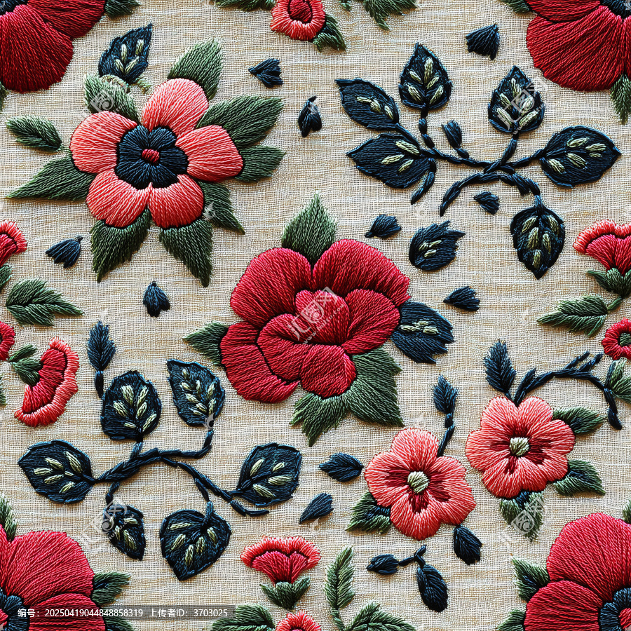 花卉幾何刺繡圖案