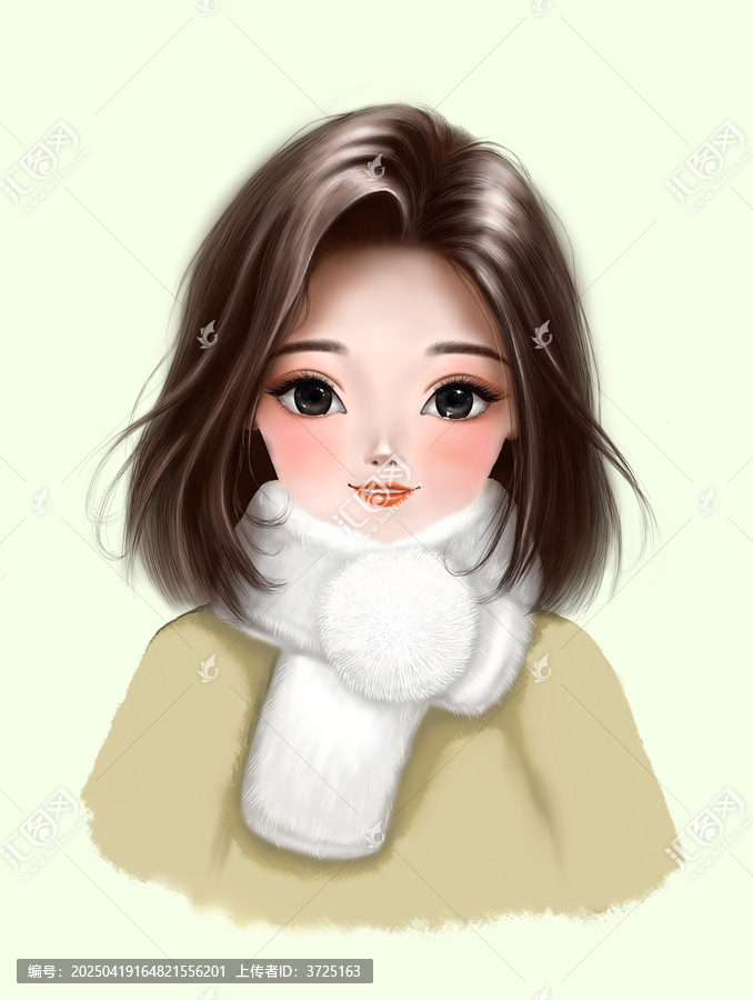 手繪圍巾女孩