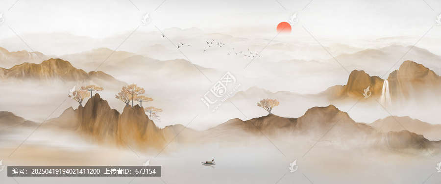 酒店大堂山水壁畫