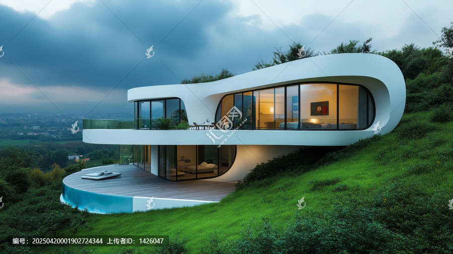 現(xiàn)代建筑風(fēng)格別墅與蔥蘢景觀