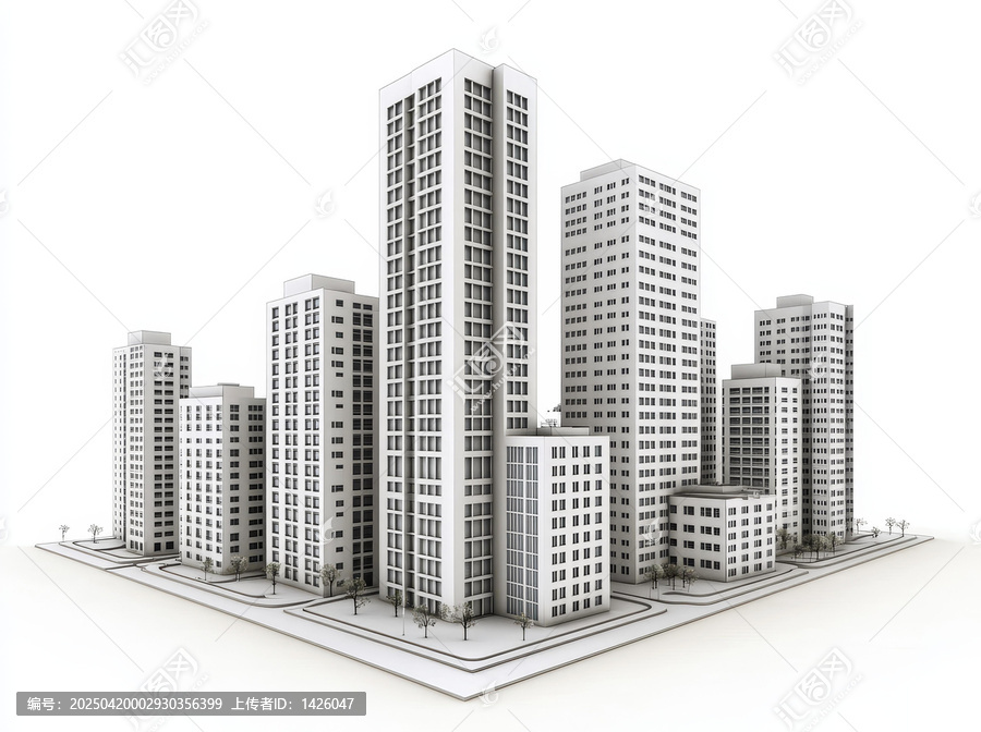 現(xiàn)代城市天際線建筑插圖