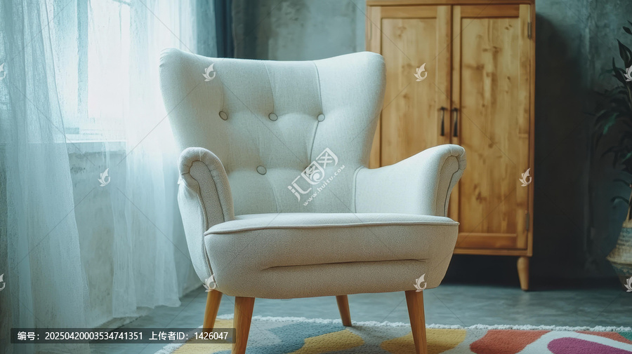 現(xiàn)代輕奢米白色扶手椅