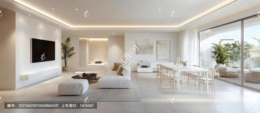 現(xiàn)代極簡風(fēng)格開放式客廳餐廳設(shè)計