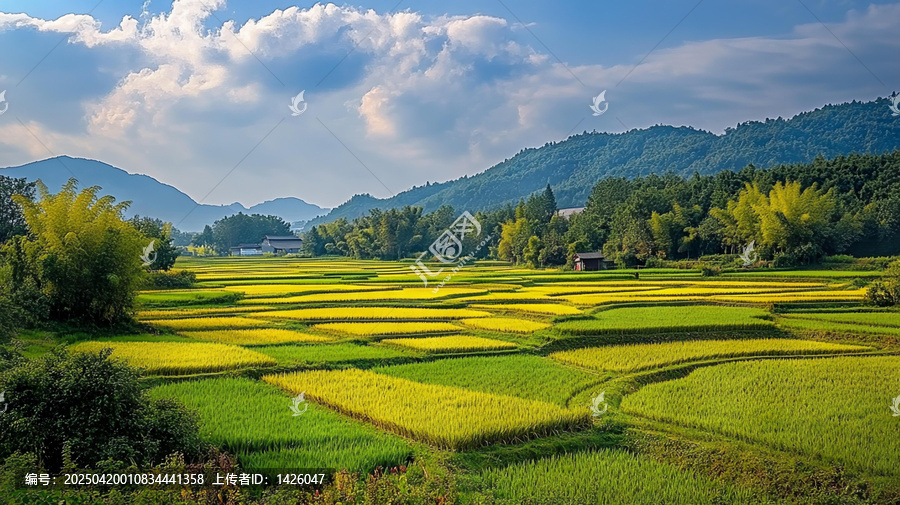 田園風(fēng)光稻田美景