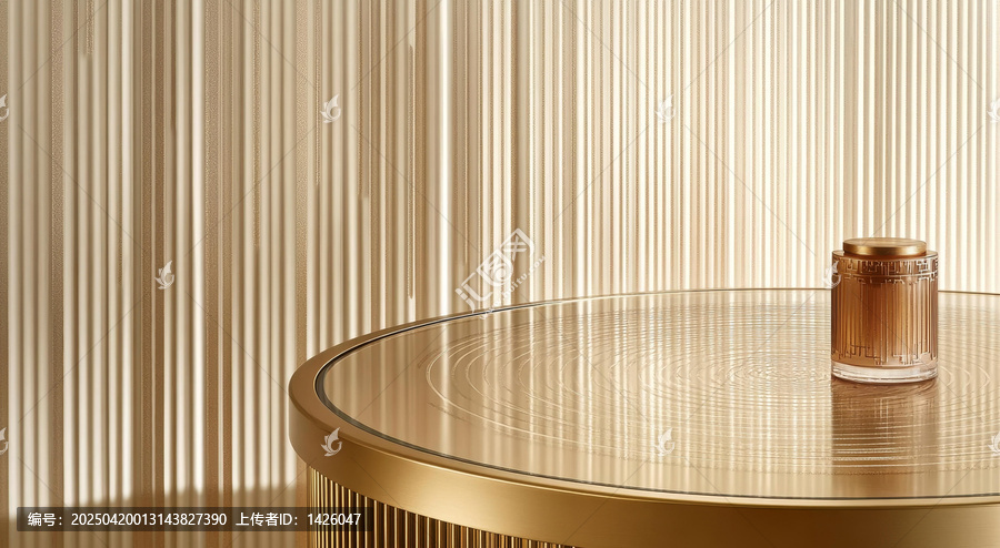 金色圓形桌展示化妝品罐