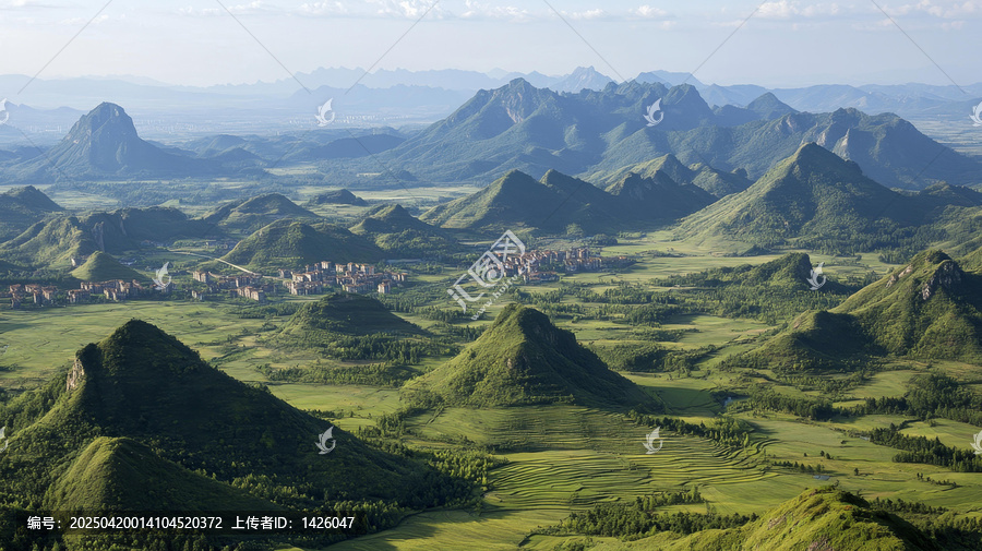 山谷壯麗景色全景圖