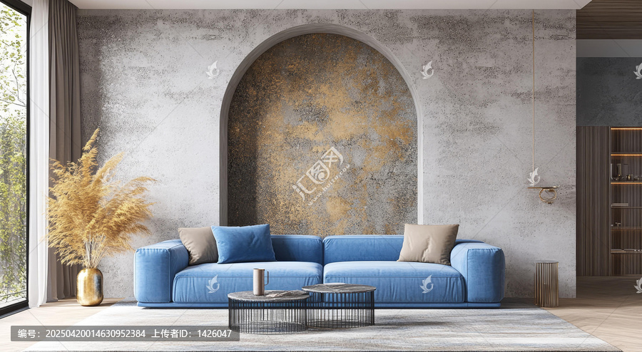 現(xiàn)代風(fēng)格客廳設(shè)計(jì)藍(lán)色沙發(fā)