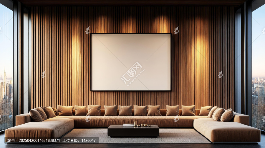 現(xiàn)代客廳室內(nèi)設(shè)計與大空白畫布