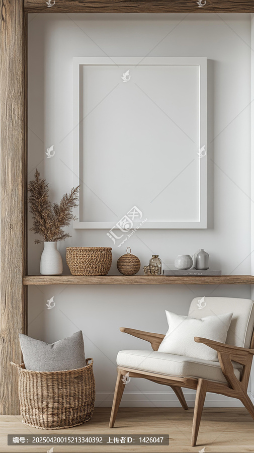 現(xiàn)代北歐風(fēng)格家居裝飾空畫(huà)框場(chǎng)景