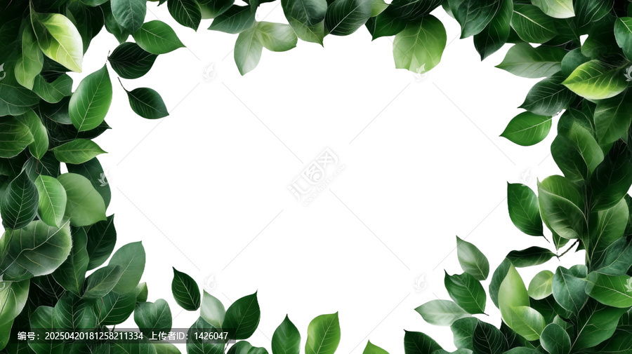 [免摳素材]綠色植物葉子邊框設(shè)計(jì)圖