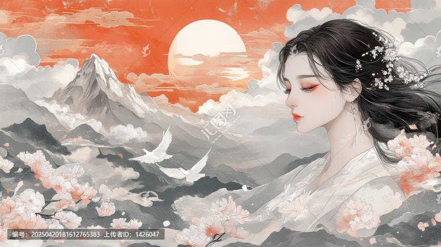 風(fēng)景如畫的東方女子
