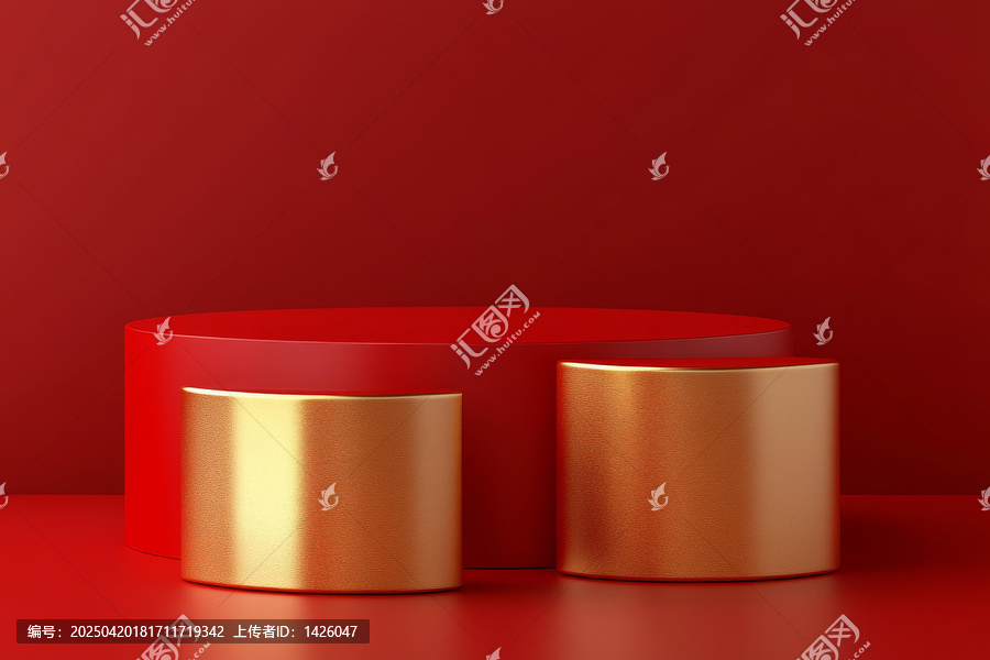 紅金色幾何展示臺