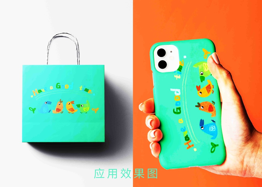 可愛卡通小鳥圖案