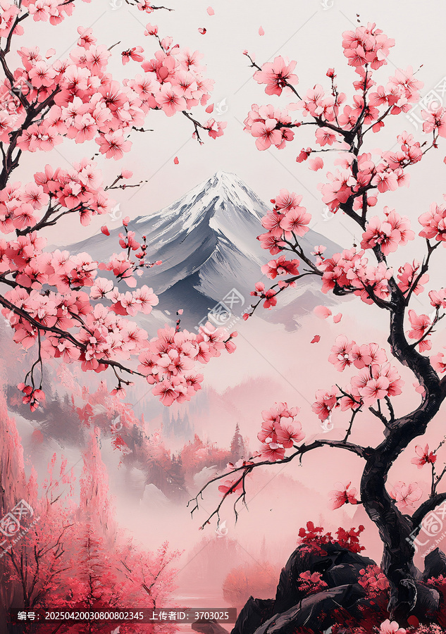 春日富士櫻花圖