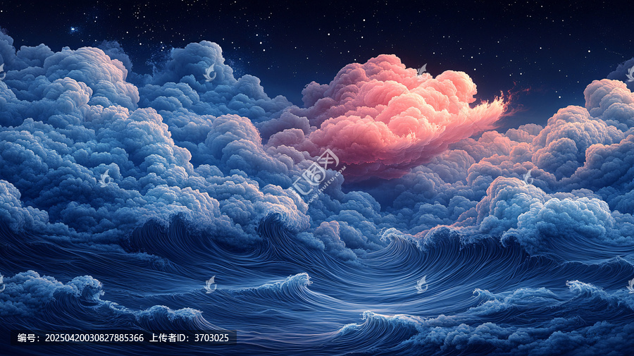 藍色云海波浪