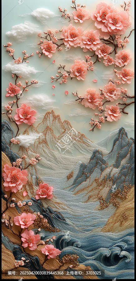 金粉山巒繡品