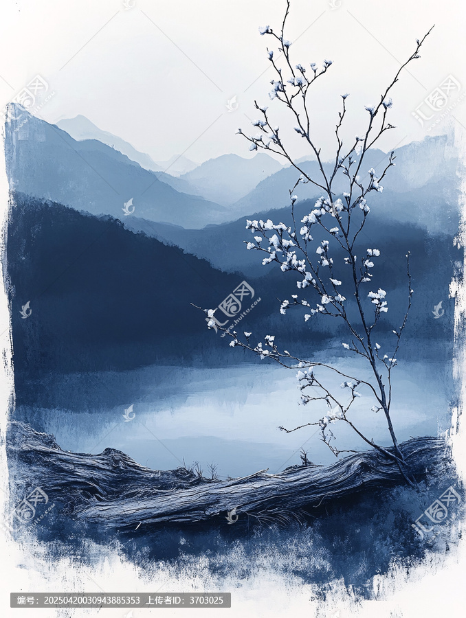 月光下的靜謐湖景