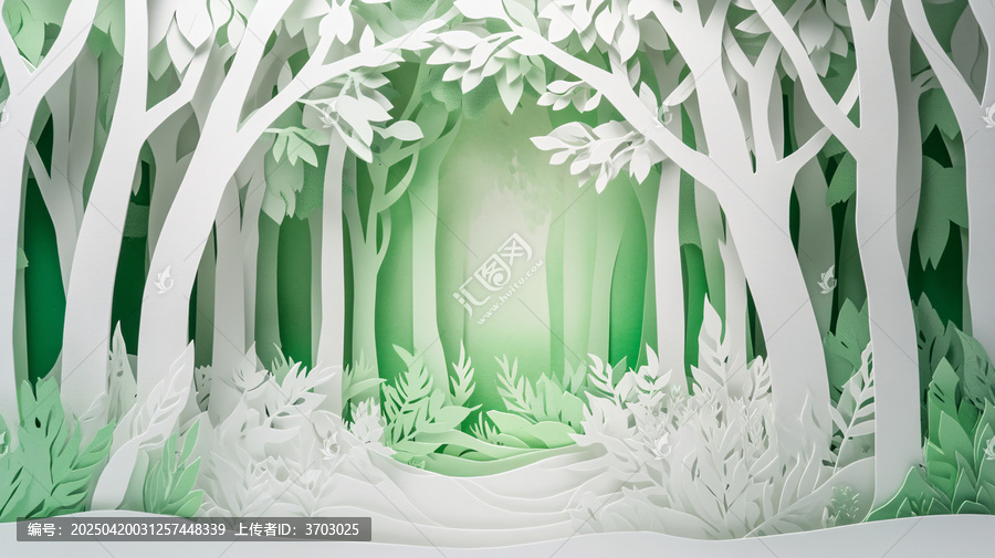 白紙雕塑森林背景