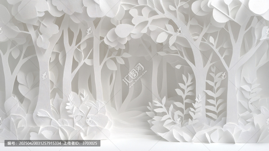 白紙雕塑森林背景