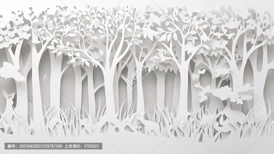 白紙雕塑森林背景
