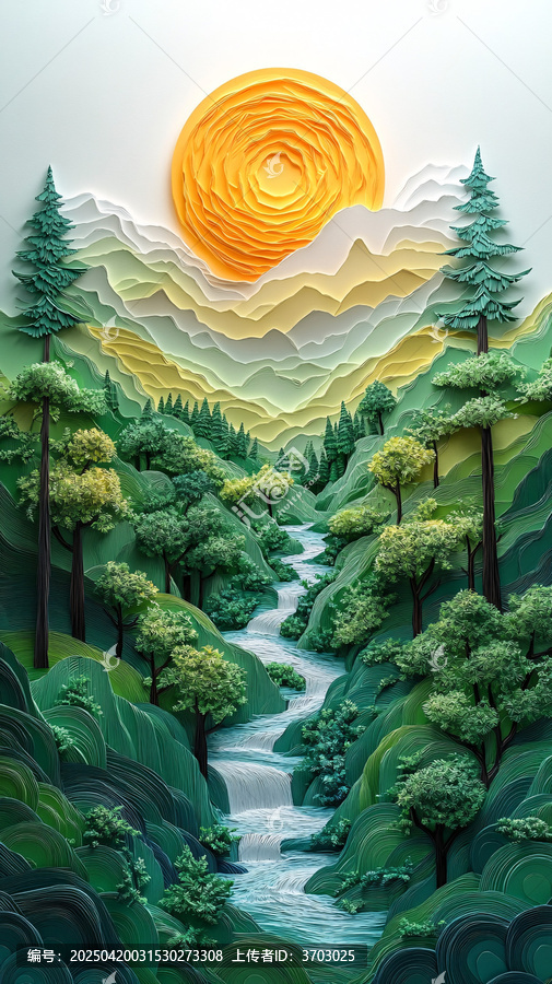 森林綠光溪流