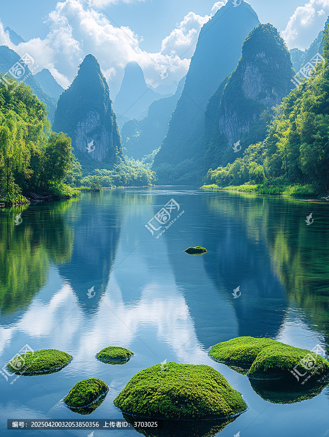 青山綠水映云天