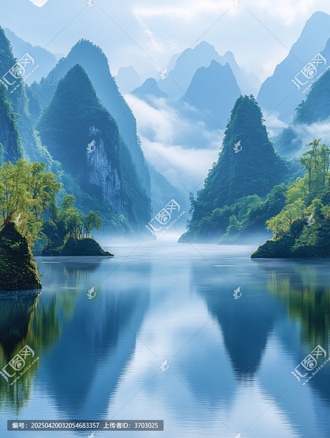 青山綠水映云天