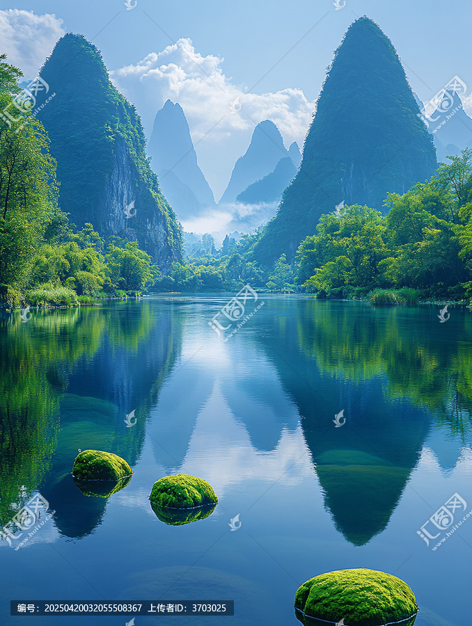 青山綠水映云天