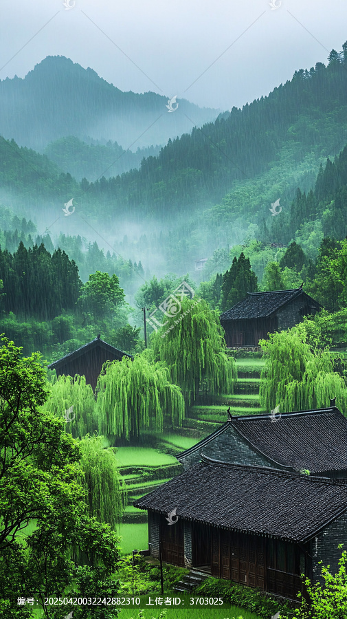 春雨中的農(nóng)田
