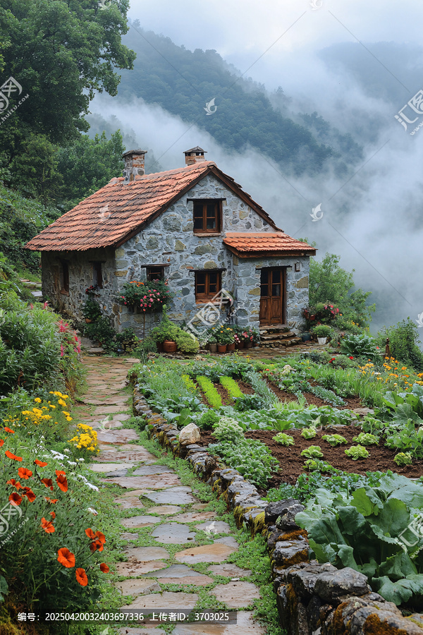 山間石屋小園景