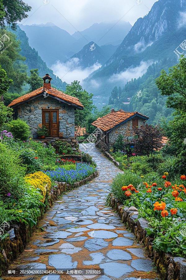 山間石屋小園景