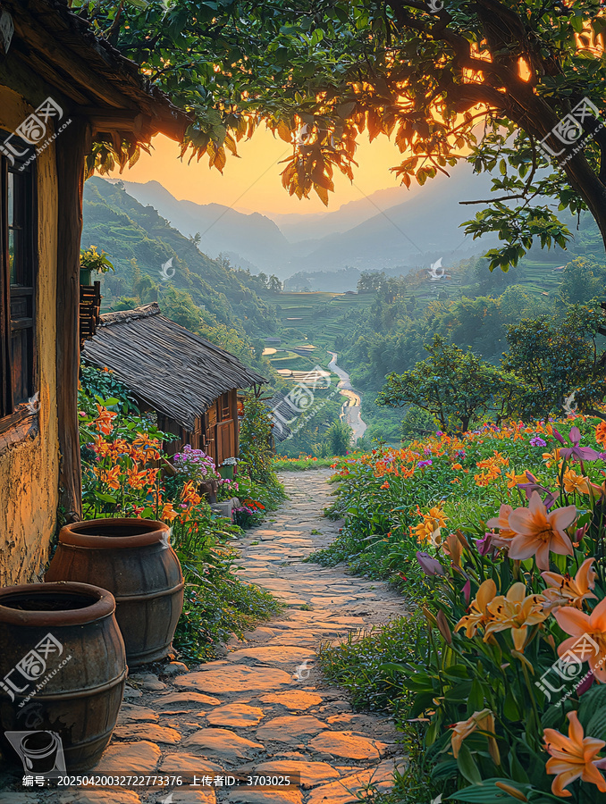 夕陽下的鄉(xiāng)間小路