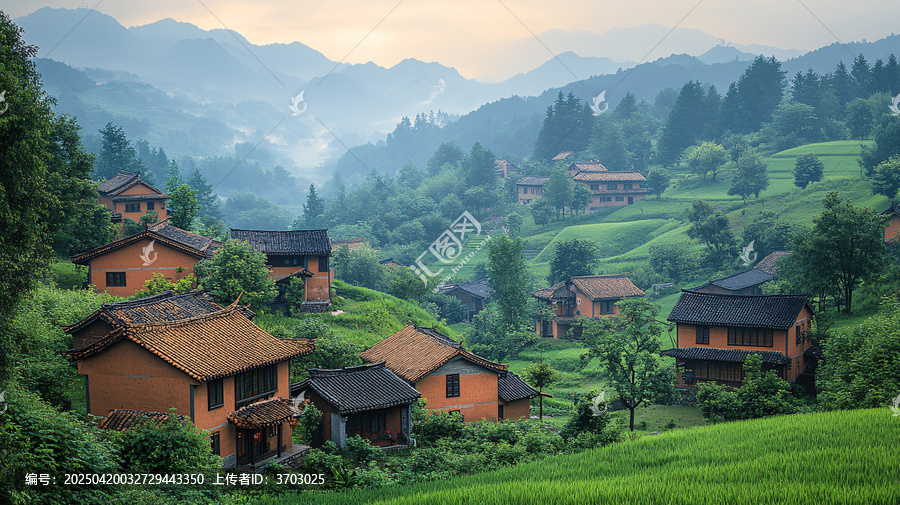 綠野山間古村景