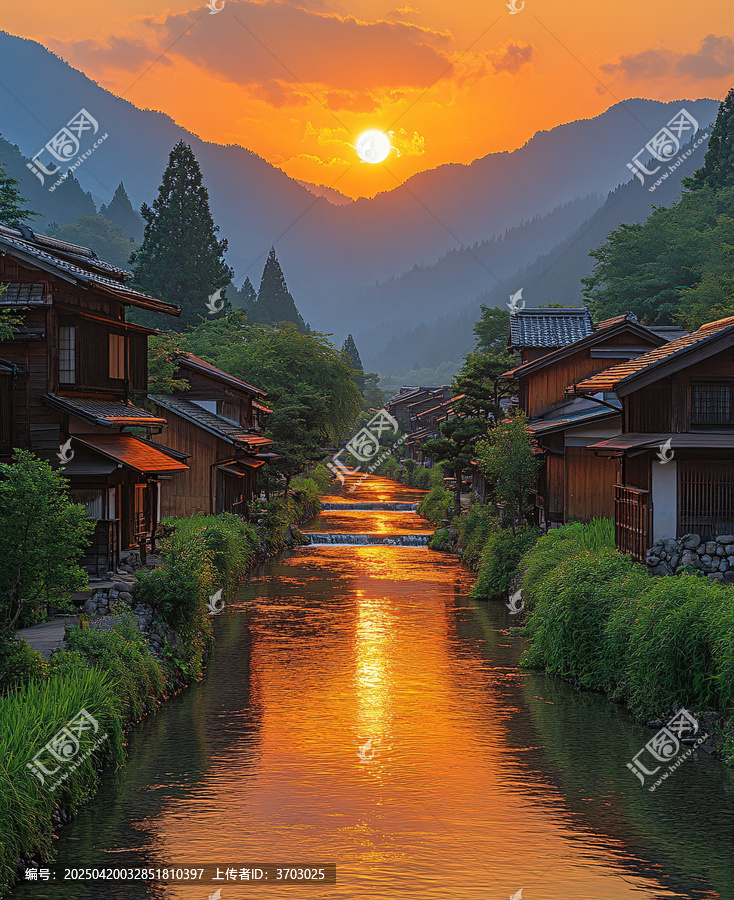 鄉(xiāng)村稻田日落景