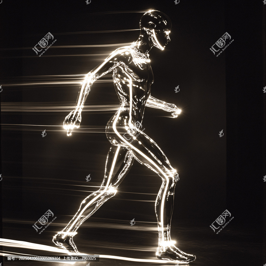 激光人像側(cè)面跑步