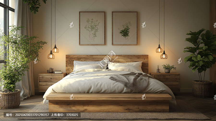 白墻木飾主臥設(shè)計(jì)