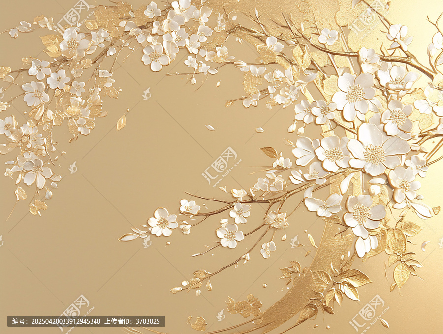 金箔櫻花雕刻背景