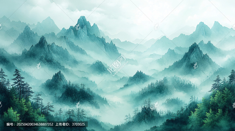 云霧山峰圖