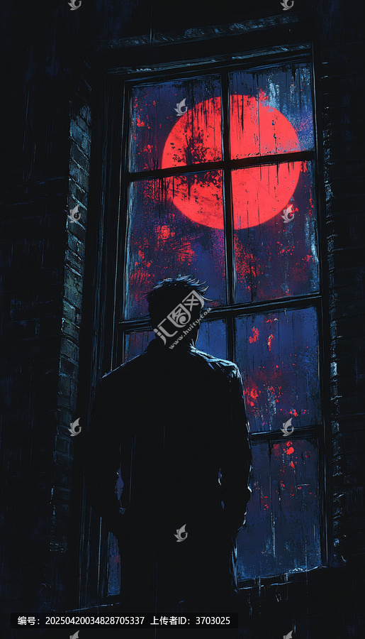 夜晚窗前身影