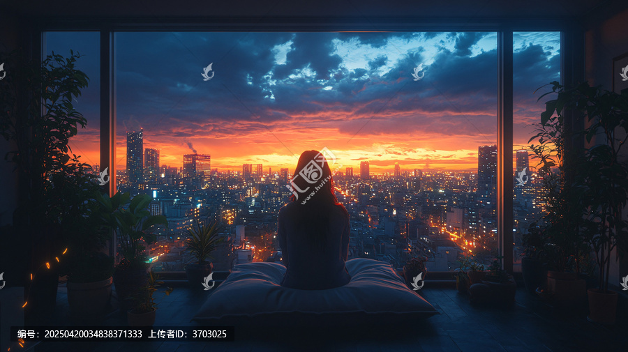 屋頂房間女子夜坐