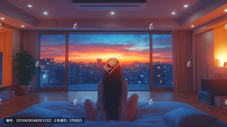 屋頂房間女子夜坐