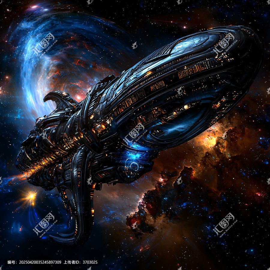 巨型星艦穿越星云