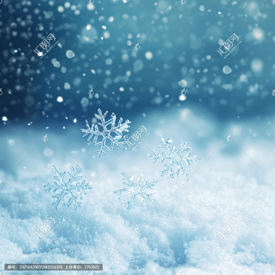 雪花落雪中