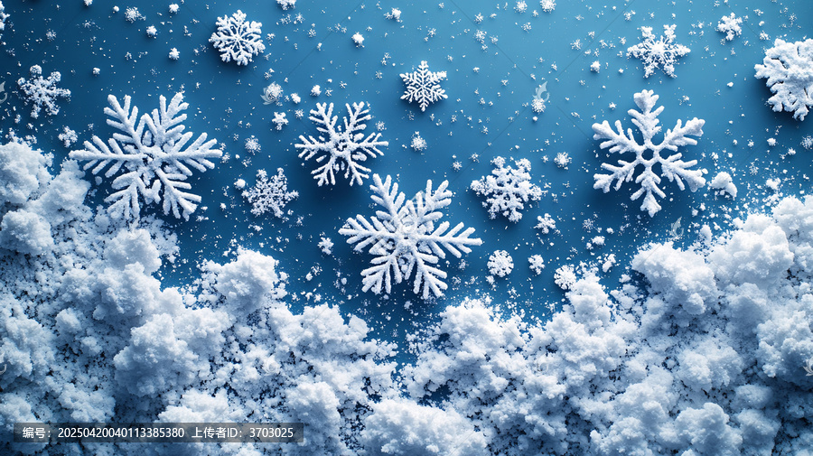 白色雪花藍(lán)色背景