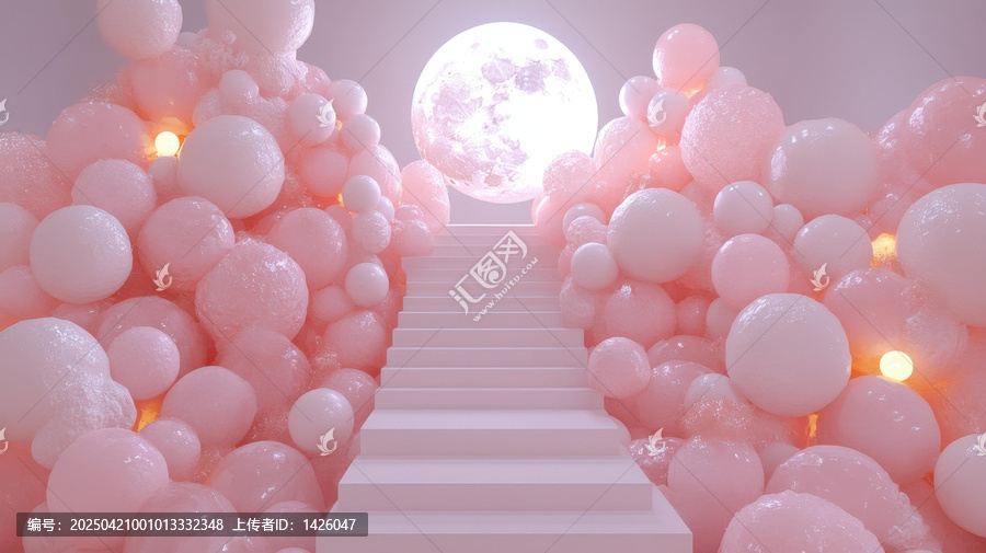 夢幻粉嫩泡泡階梯登月
