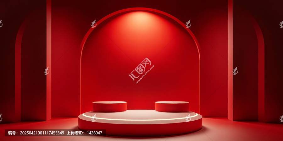 紅色產(chǎn)品展示舞臺場景